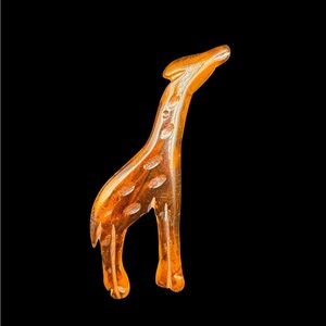 Orange Vintage 1940s Lucite Giraffe Clip Pin Brooch